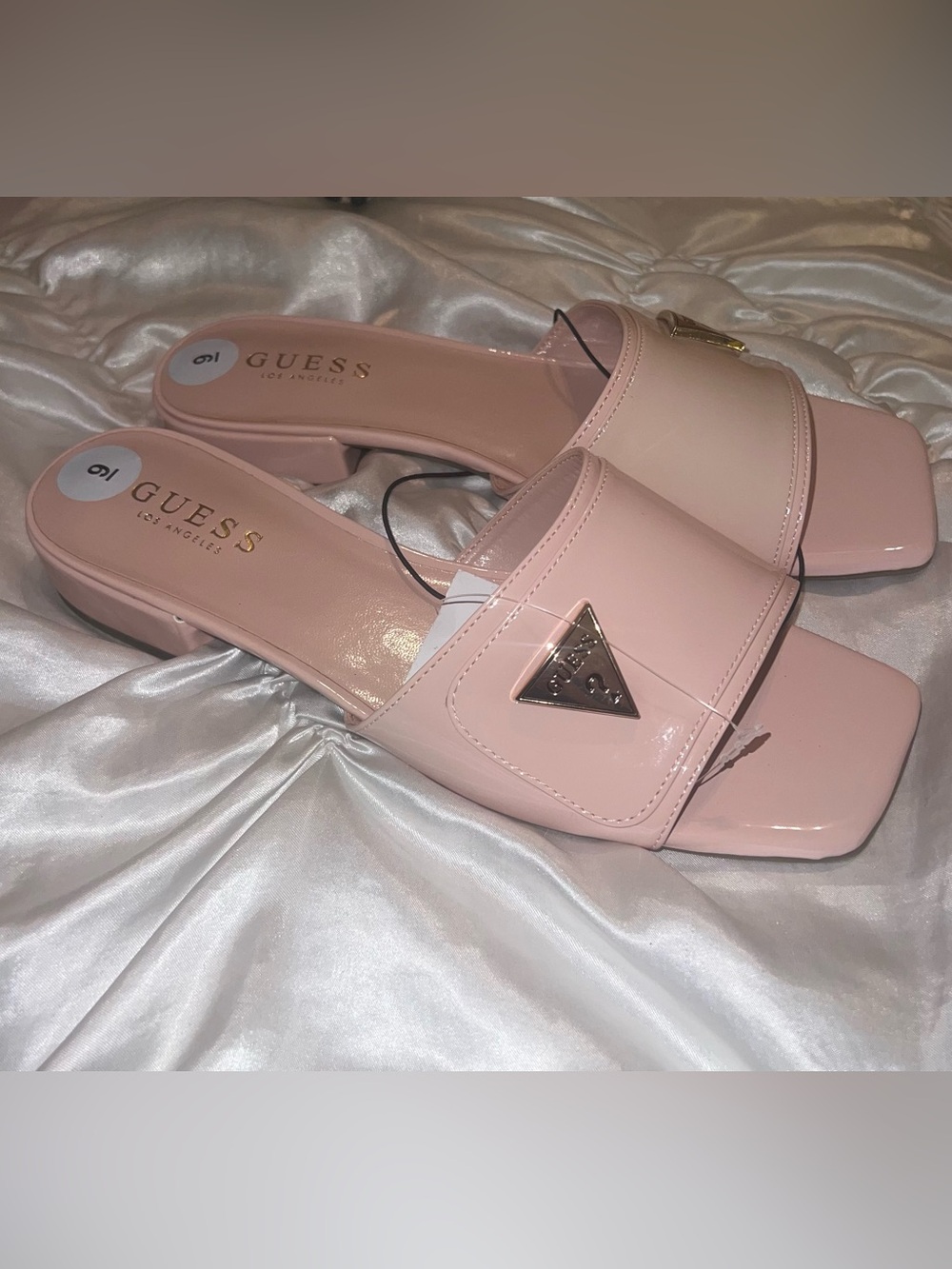 GUESS Women’s Pink Slide Sandals with Logo Accent